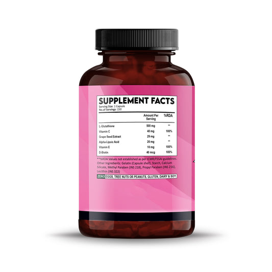 Glutathione600mgCapsuleBottleSupplementFactsSide