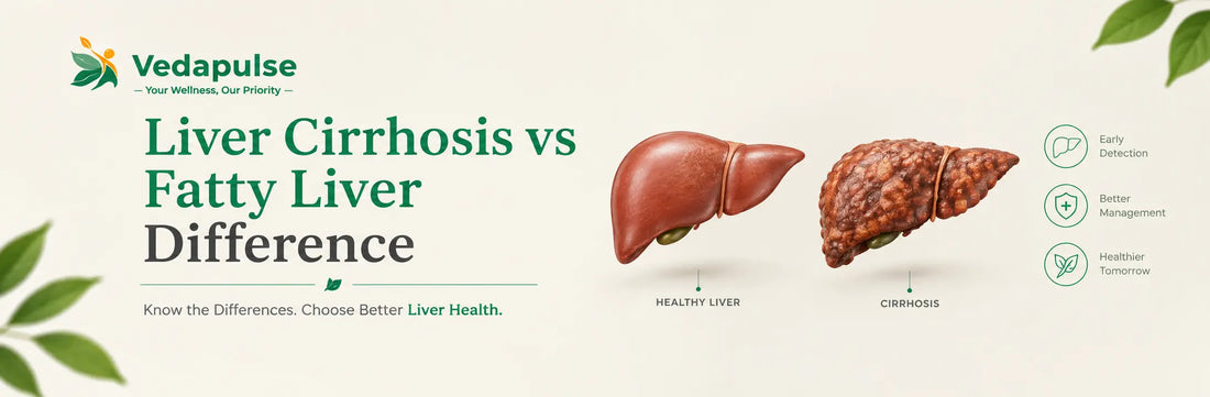 Liver cirrhosis vs fatty liver showing the key differences between a healthy liver and cirrhotic liver