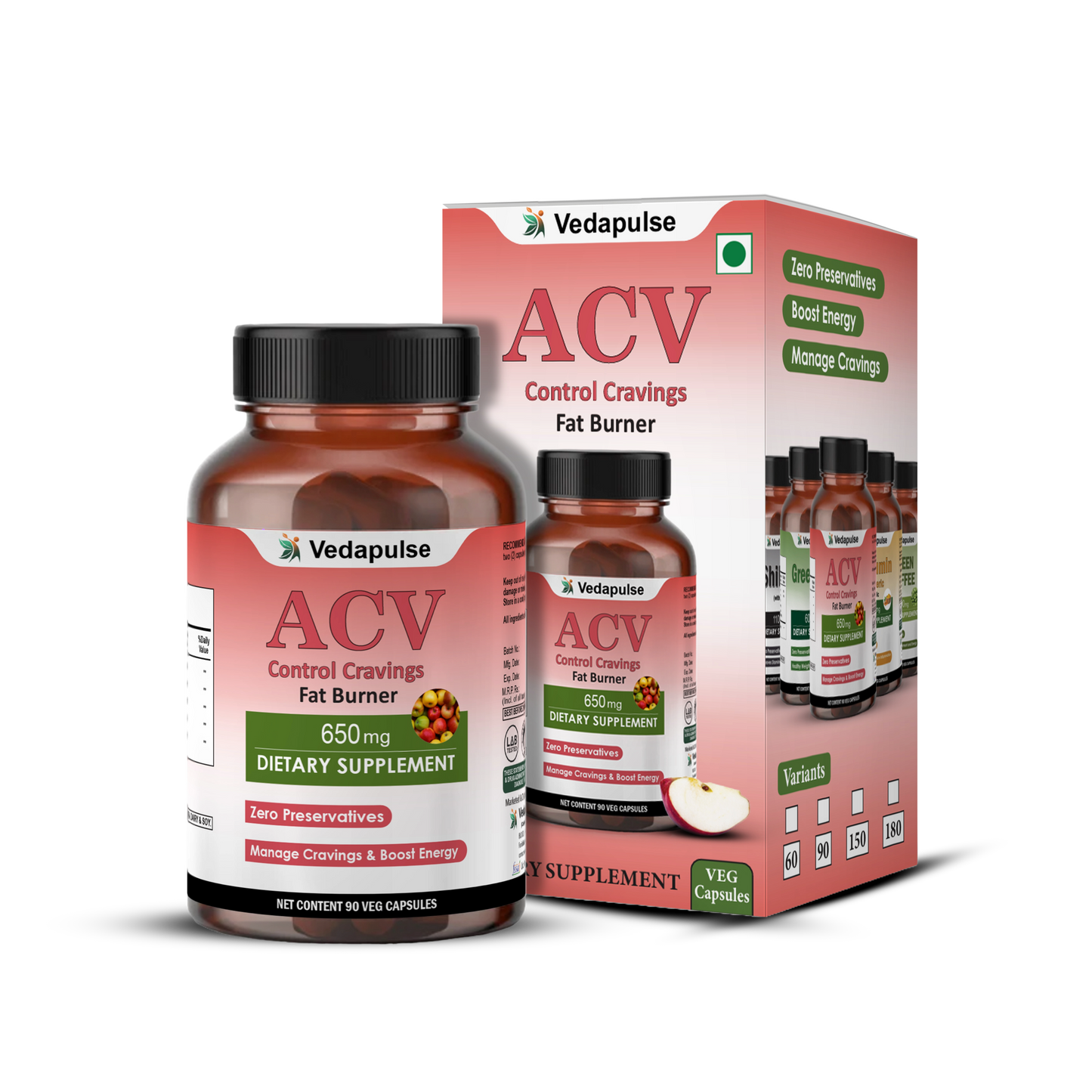 ACV Craving Control + Fat Burner | 90 Capsules | Vedapulse - Vedapulse