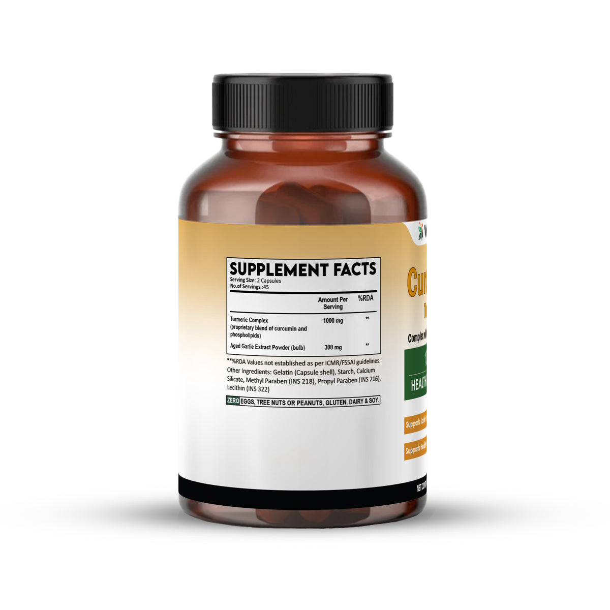 Carcumin Capsules Supplement Fact Side