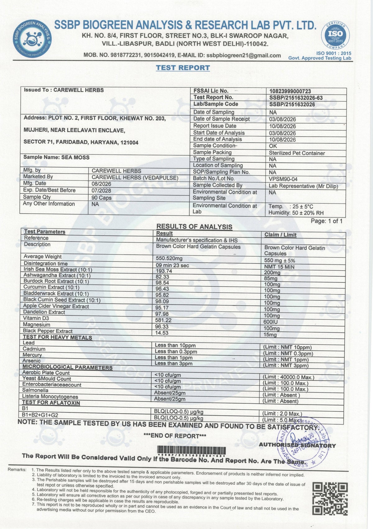 CarewellHerbsSeaMossLabTestedReport