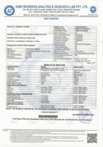 Carewell_Herbs_Apple_Cider_Vinegar_Capsules_Lab_Tested_Report
