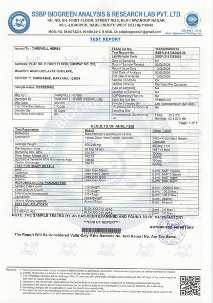 Carewell_Herbs_Berberine_Capsules_Lab_Tested_Report