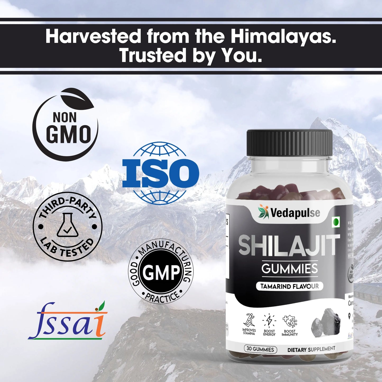 Shilajit Gummies 30 Count Tamarind Flavor by Vedapulse - Vedapulse