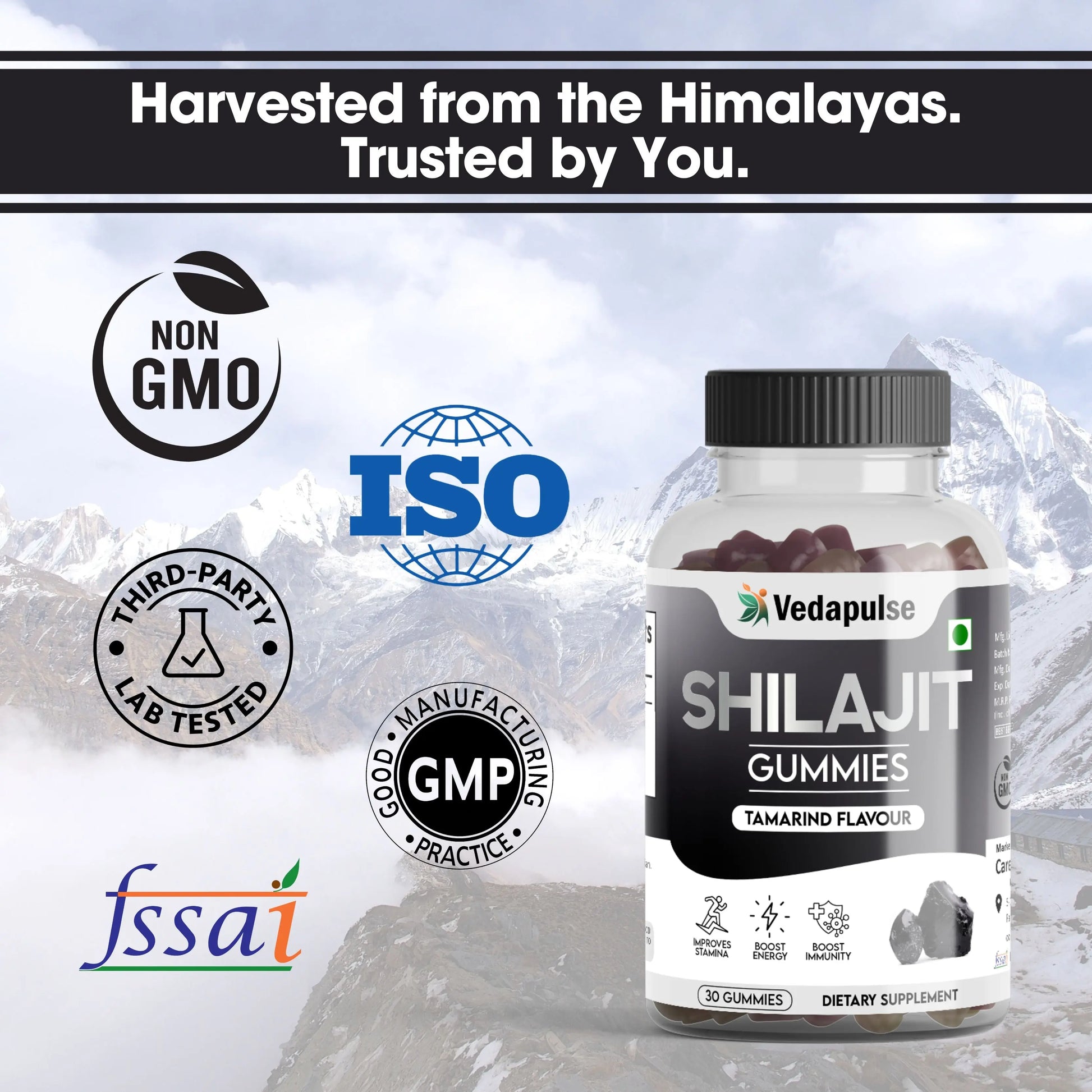 Shilajit Gummies 30 Count Tamarind Flavor by Vedapulse - Vedapulse