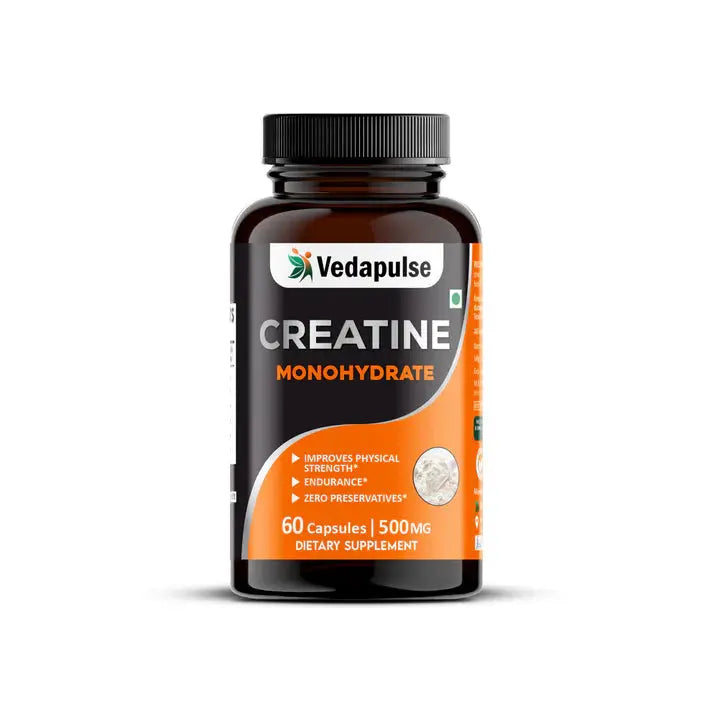 Vedapulse Creatine Monohydrate Capsules – Strength, Endurance, Performance Support 60 Caps Pack - Vedapulse