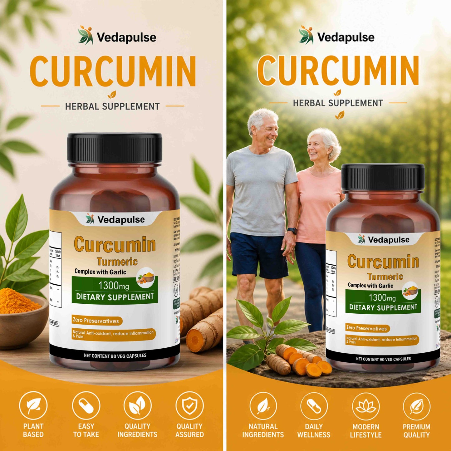 Curcumin 1300mg Capsules | Vedapulse
