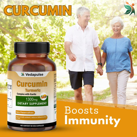 Curcumin 1300 mg Herbal Capsules by Vedapulse - Vedapulse