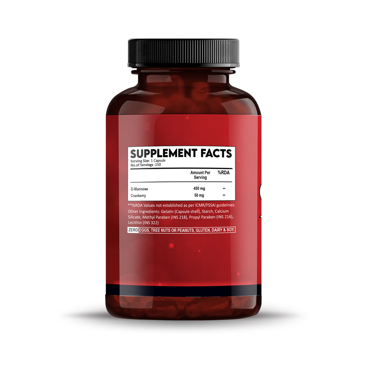 D-MannoseCranberry500mgBottleSupplementFactSide