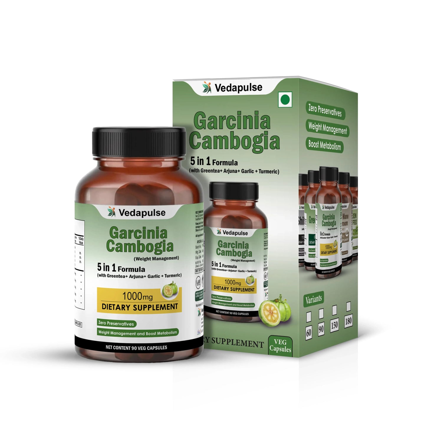 Garcinia Cambogia 1000mg Capsules by Vedapulse - Vedapulse
