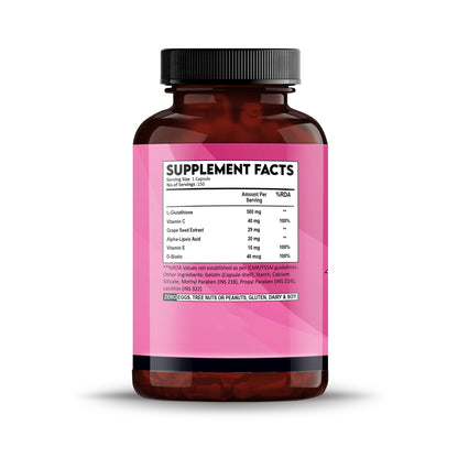 Glutathione600mgCapsuleBottleSupplementFactsSide