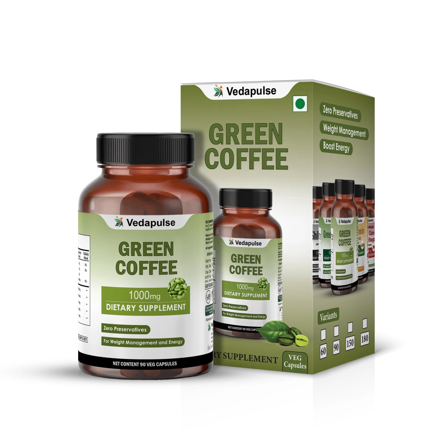Green Coffee 1000mg Capsules | Vedapulse - Vedapulse