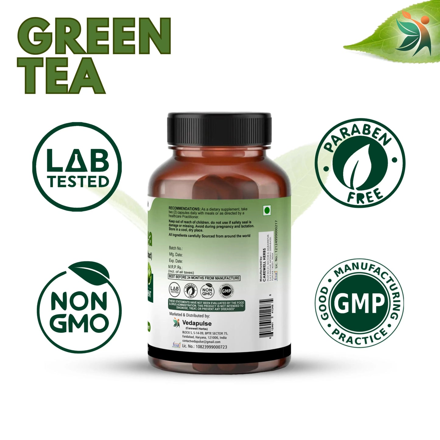 Green Tea Capsules by Vedapulse - Vedapulse