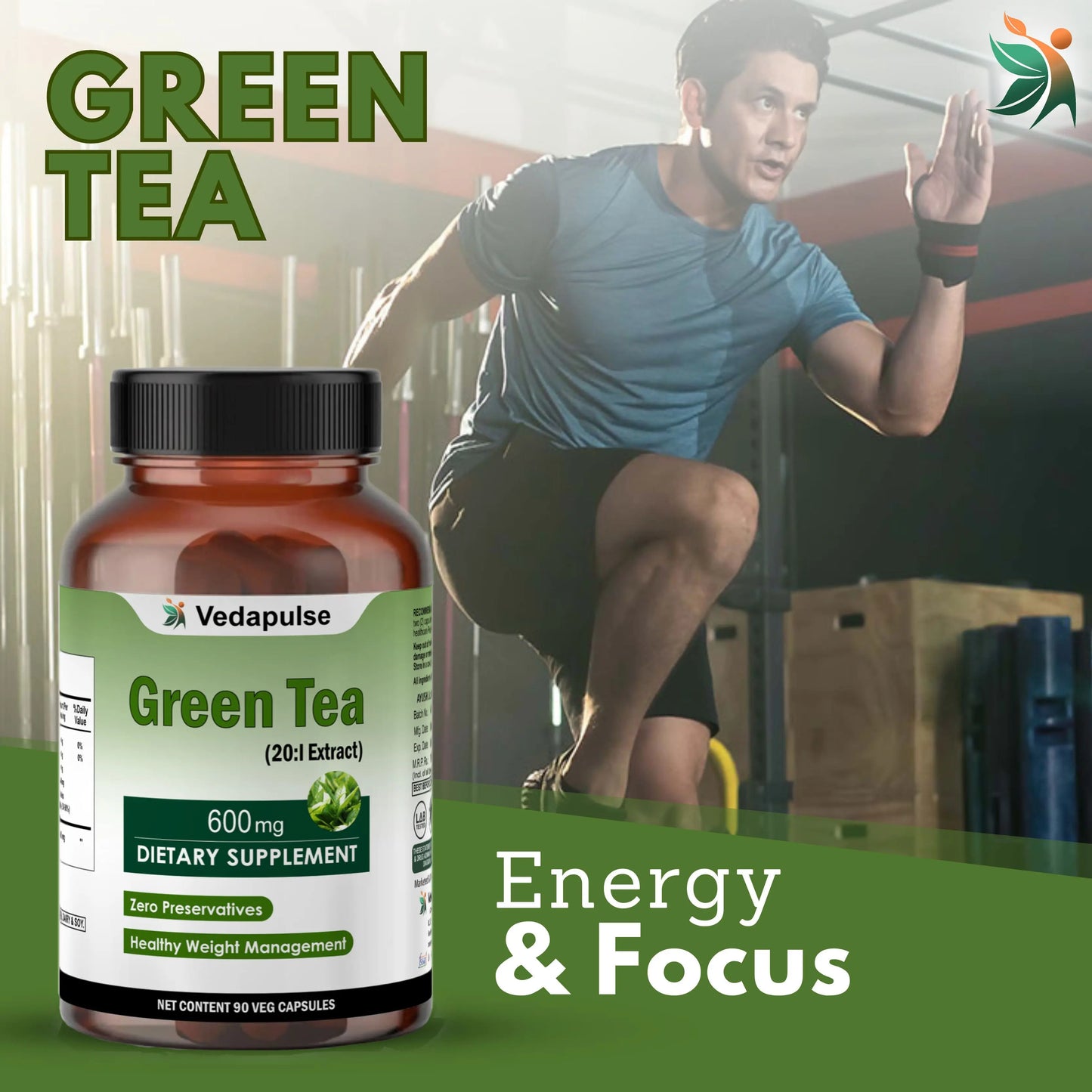 Green Tea Capsules by Vedapulse - Vedapulse
