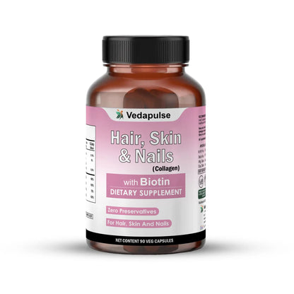 Hair, Skin & Nails with Biotin Capsules | Vedapulse Premium Supllement - Vedapulse