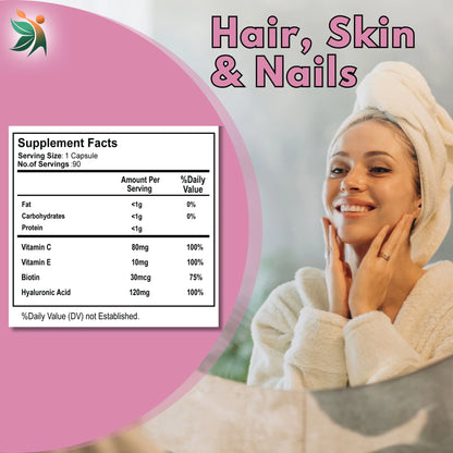 Hair, Skin & Nails with Biotin Capsules | Vedapulse Premium Supllement - Vedapulse