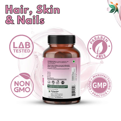 Hair, Skin & Nails with Biotin Capsules | Vedapulse Premium Supllement - Vedapulse