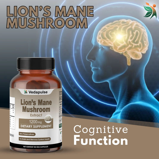 Lion's Mane Mushroom 1200mg Capsules | Vedapulse - Vedapulse