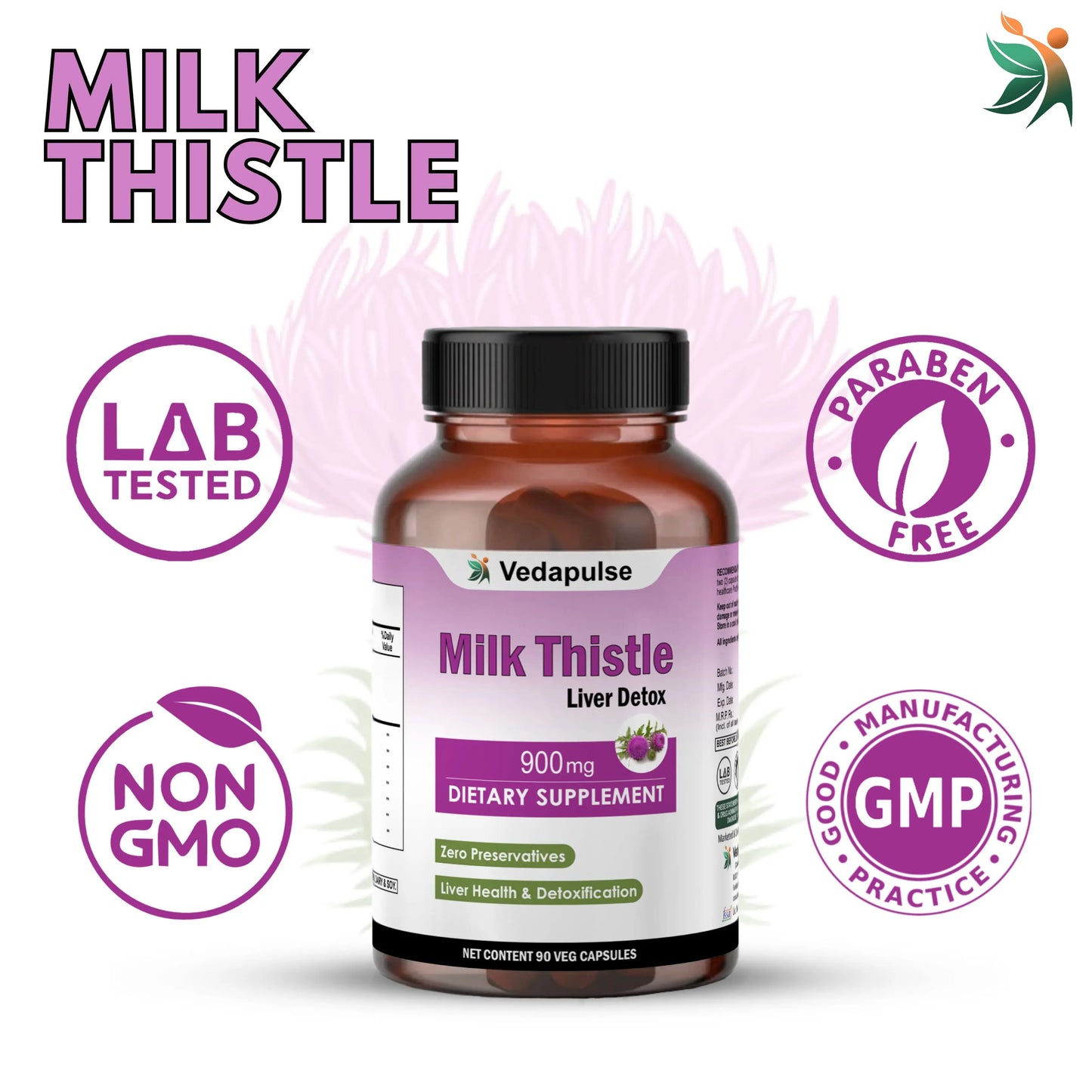 Milk Thistle Liver Detox 900mg capsules | Vedapulse - Vedapulse
