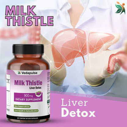 Milk Thistle Liver Detox 900mg capsules | Vedapulse - Vedapulse