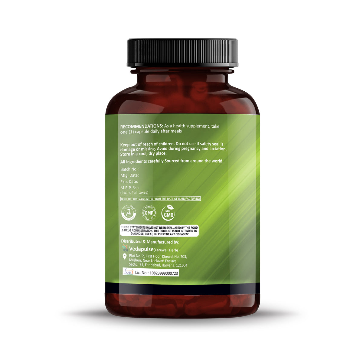 Moringa500MGCapsuleBottleLeftSide