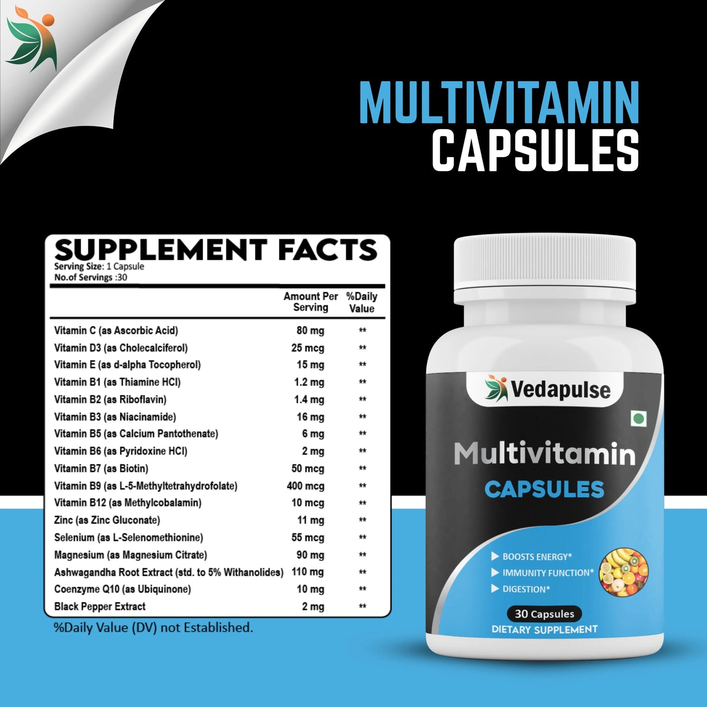 Multivitamin Capsules | Energy & Immunity Boost | Vedapulse - Vedapulse
