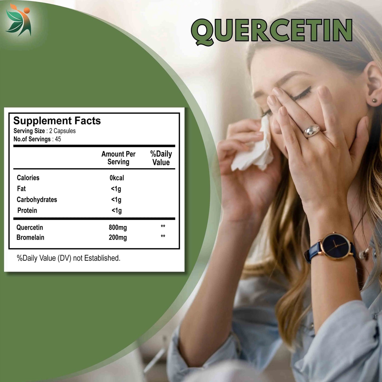 Quercetin with Bromelain Capsules 1000mg | Vedapulse