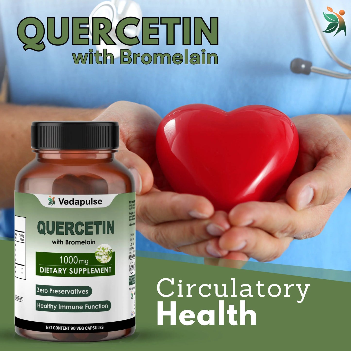 Quercetin with Bromelain 1000mg Herbal Capsules| Vedapulse - Vedapulse