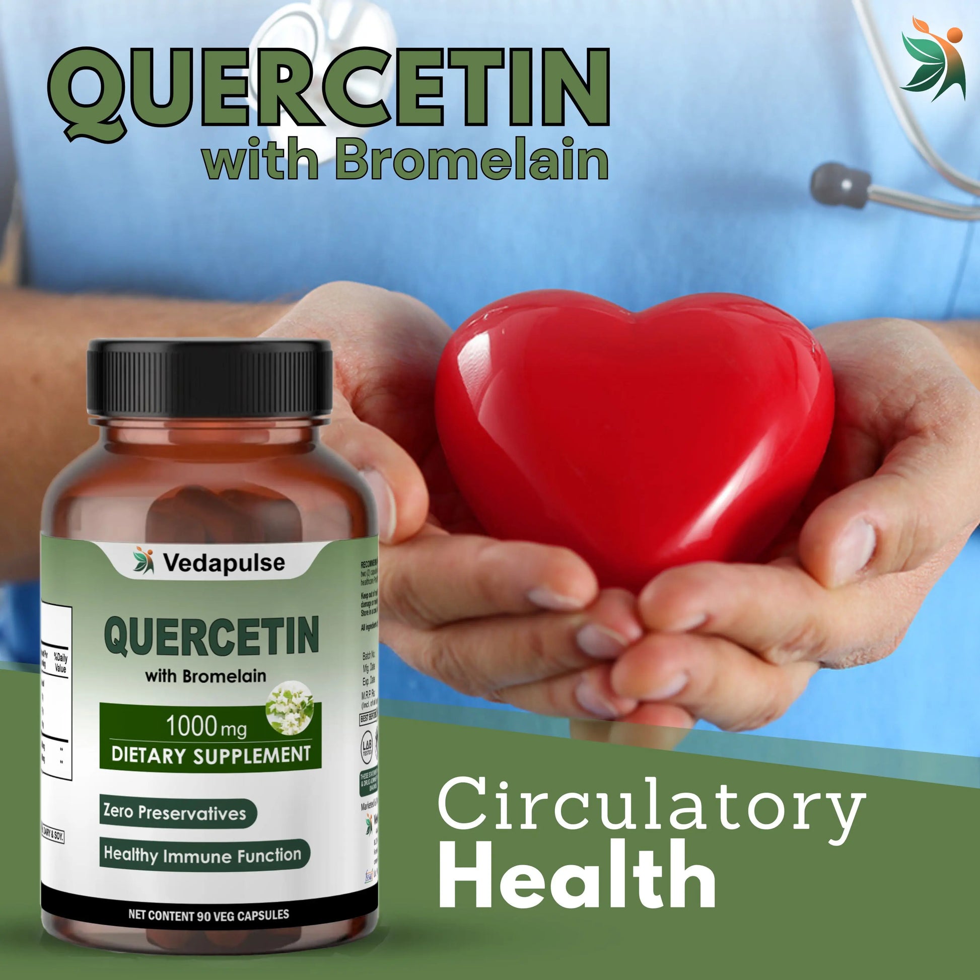 Quercetin with Bromelain 1000mg Herbal Capsules| Vedapulse - Vedapulse