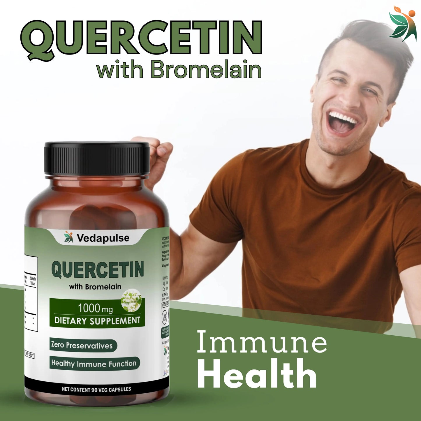 Quercetin with Bromelain 1000mg Herbal Capsules| Vedapulse - Vedapulse
