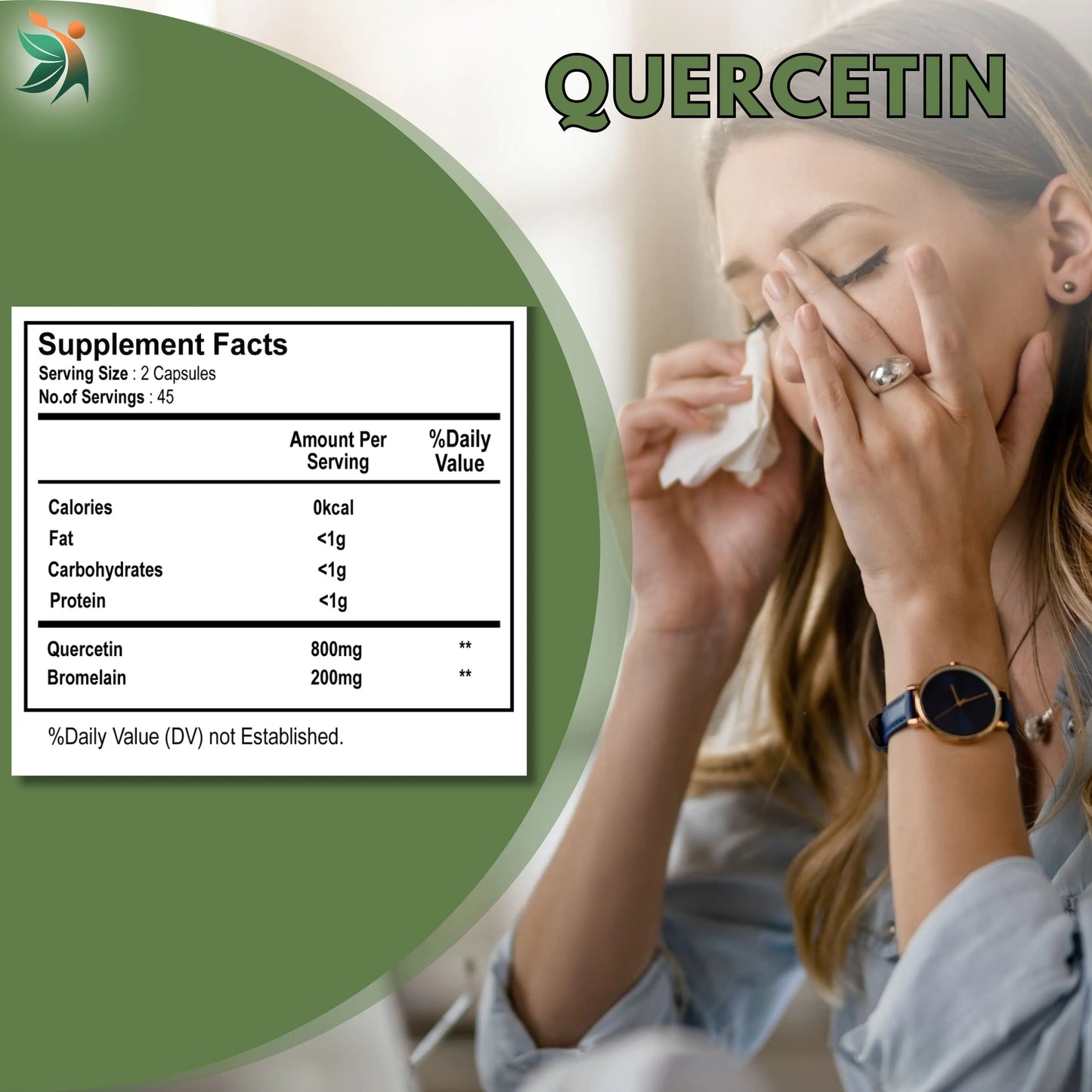 Quercetin with Bromelain 1000mg Herbal Capsules| Vedapulse - Vedapulse