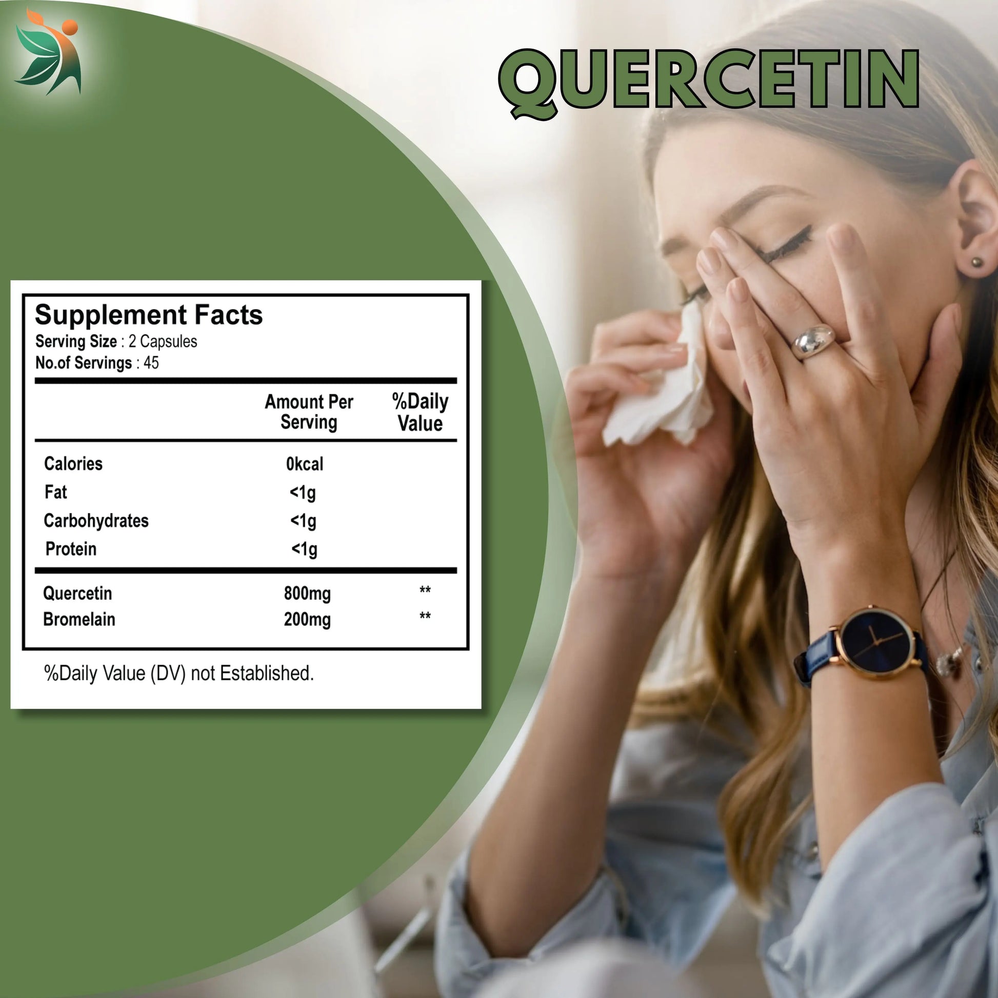 Quercetin with Bromelain 1000mg Herbal Capsules| Vedapulse - Vedapulse