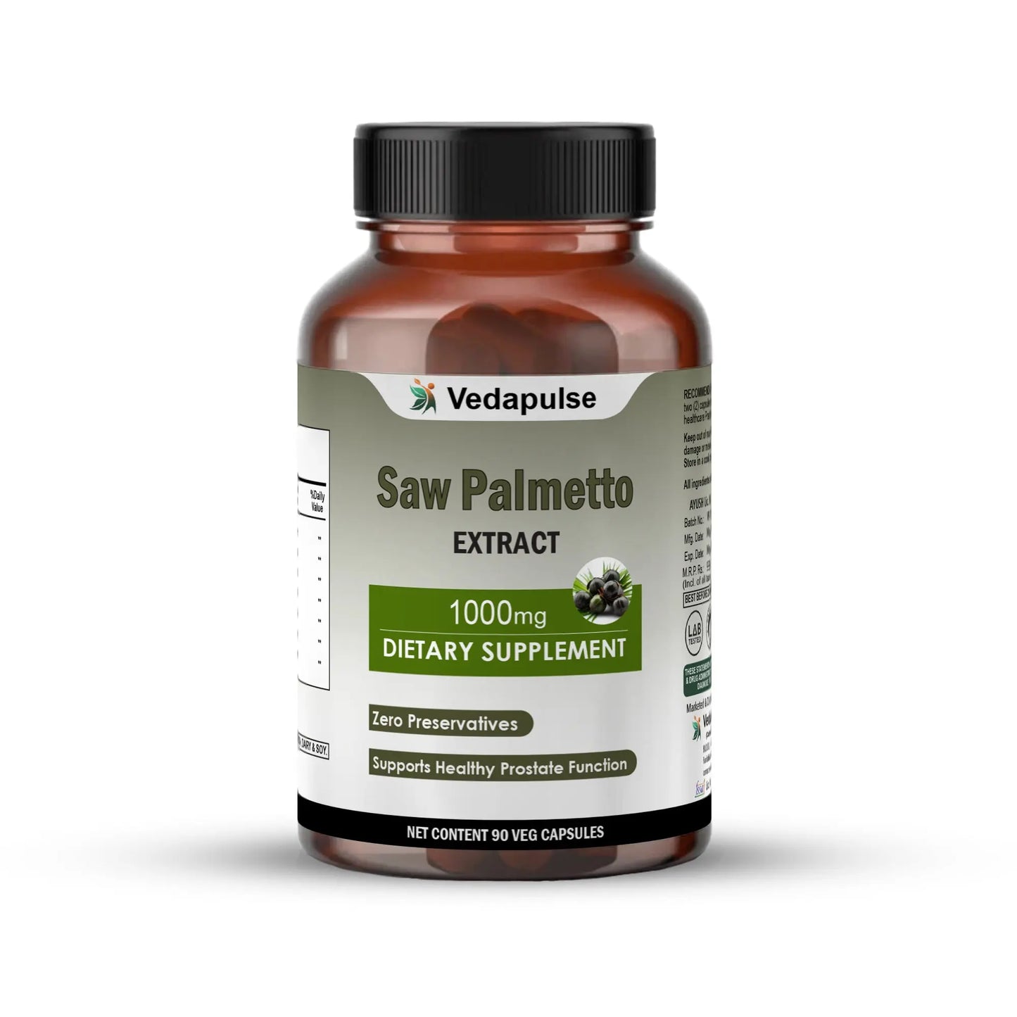 Saw Palmetto Capsules – 90 Count | 100mg per Serving - Vedapulse