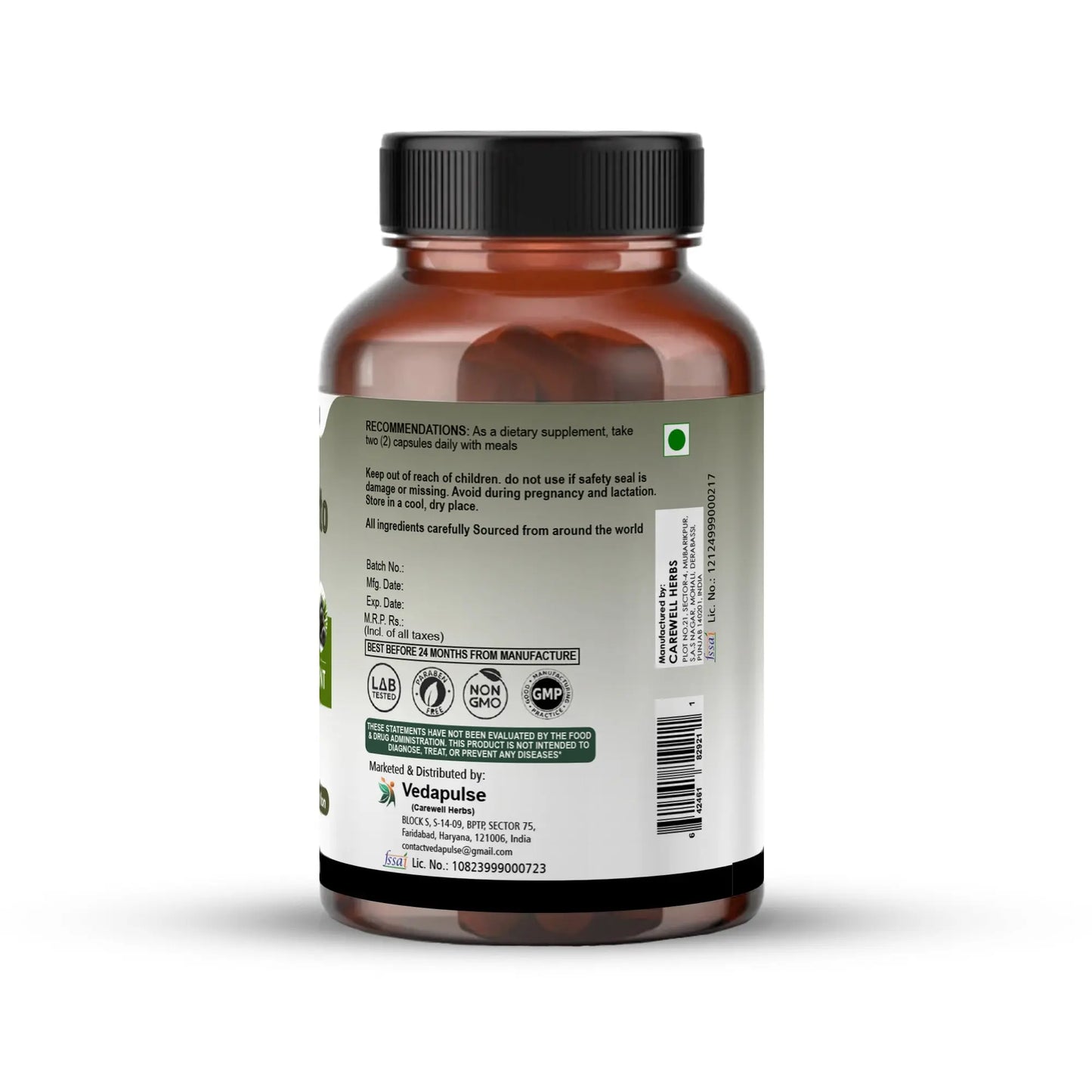 Saw Palmetto Capsules – 90 Count | 100mg per Serving - Vedapulse