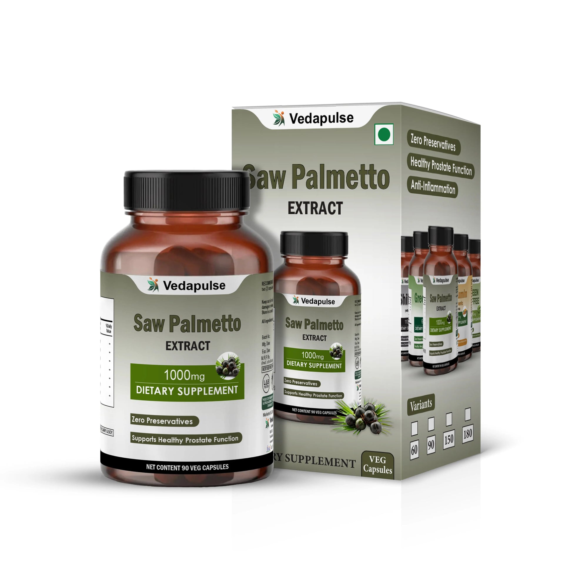 Saw Palmetto Capsules – 90 Count | 100mg per Serving - Vedapulse