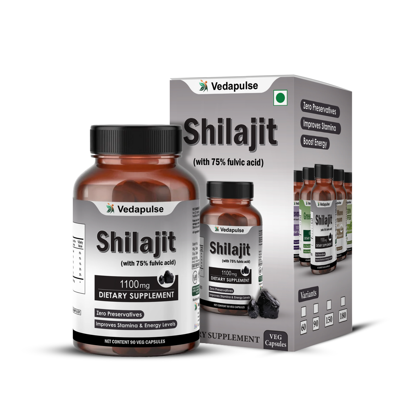 Shilajit 1100Mg Capsules | Vedapulse - Vedapulse