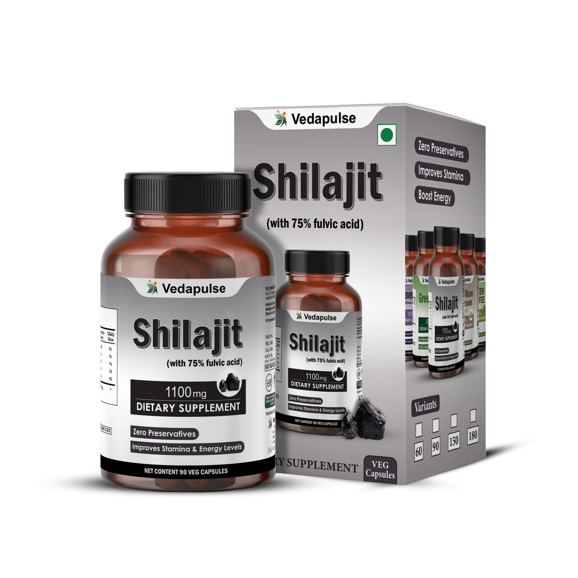 Shilajit 1100Mg Capsules | Vedapulse - Vedapulse