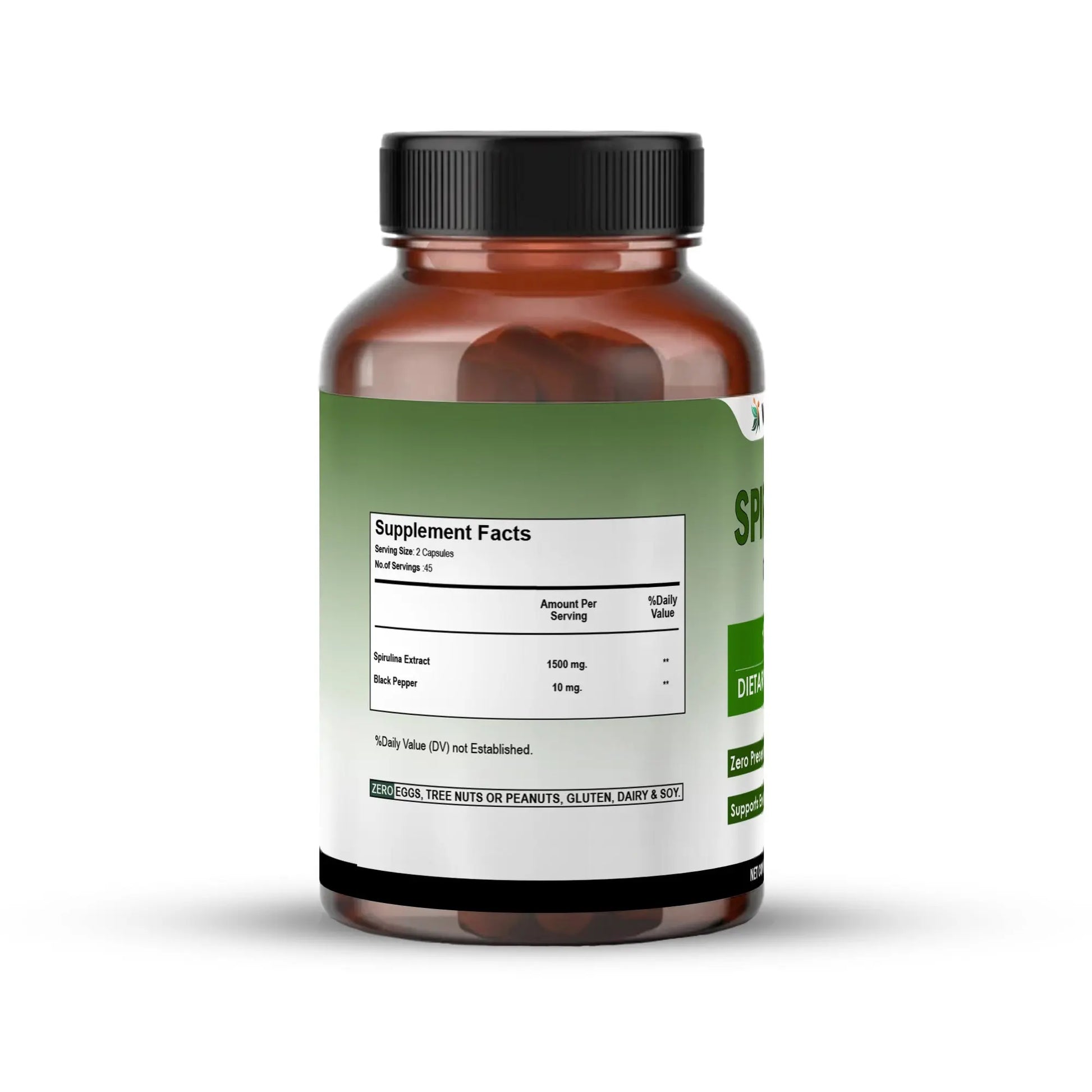 Spirulina Extract Capsules -Energy, Immunity | 90 Count | Vedapulse - Vedapulse