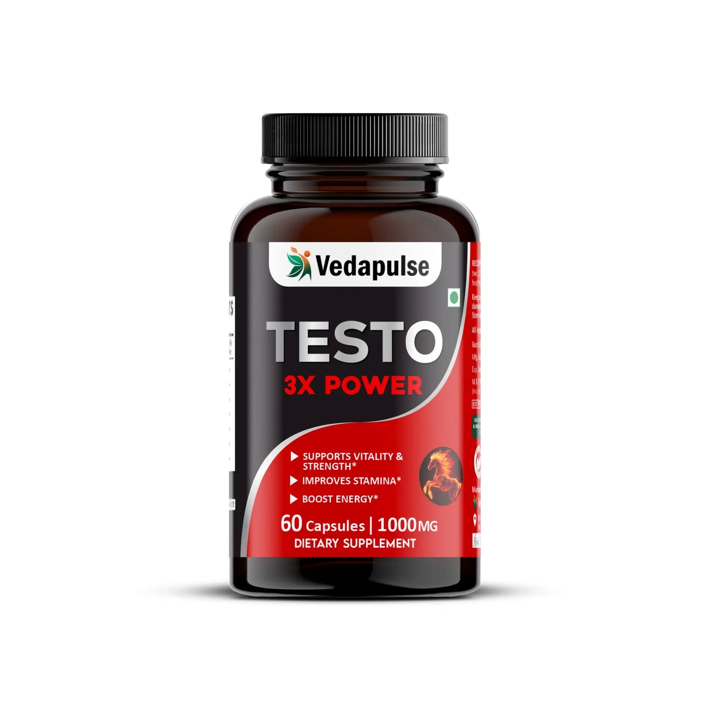 Testo 3X Power Capsules – Vitality, Strength & Stamina Support by Vedapulse - Vedapulse