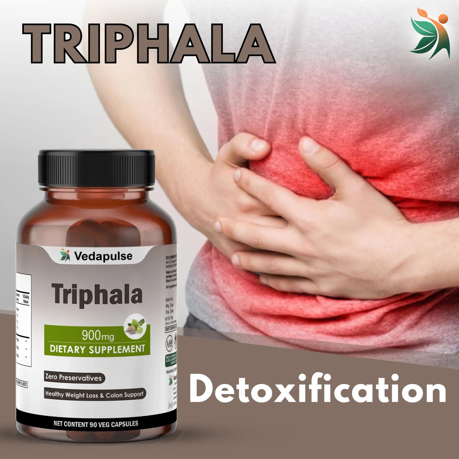 Triphala 750 mg Herbal Capsules | Vedapulse - Vedapulse