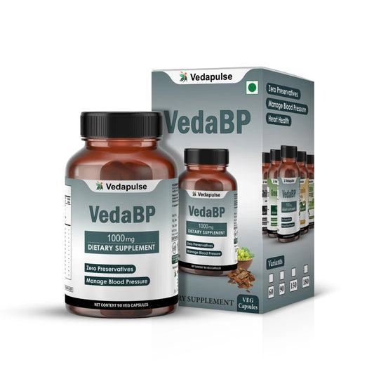 VedaBP 1000mg 90 Capsules | Vedapulse Blood Pressure Support - Vedapulse