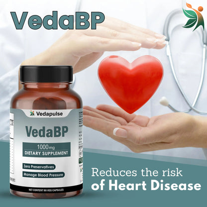 VedaBP 1000mg 90 Capsules | Vedapulse Blood Pressure Support - Vedapulse