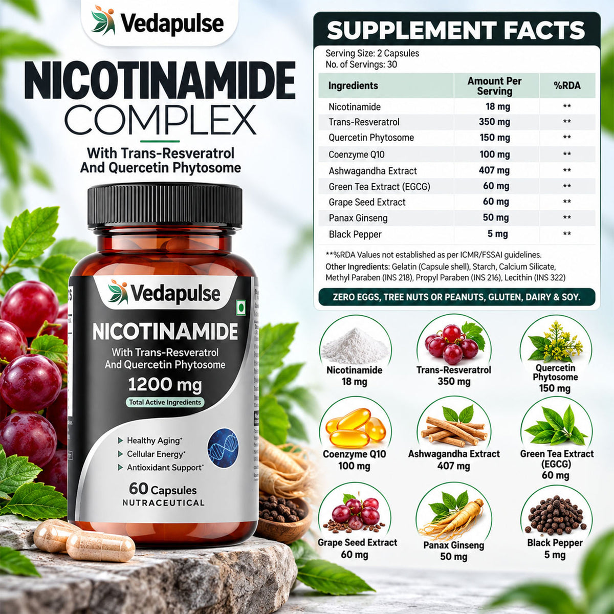 VedapulseNicotinamideSupplementInfographic