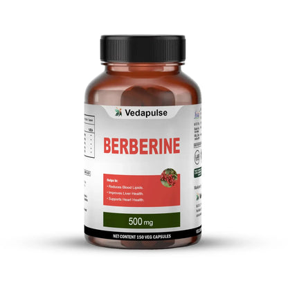 Berberine 1000mg Herbal Capsules – Blood Sugar & Heart Support Supplement - Vedapulse