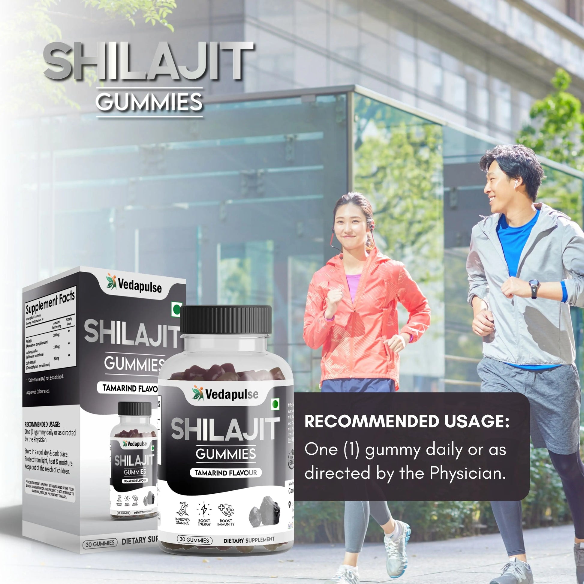 Shilajit Gummies 30 Count Tamarind Flavor by Vedapulse - Vedapulse