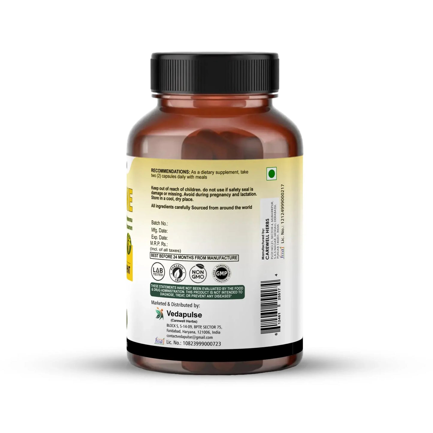 Berberine 1000mg Herbal Capsules – Blood Sugar & Heart Support Supplement - Vedapulse