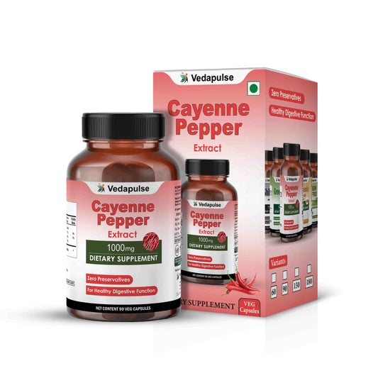 Cayenne Pepper Capsules with Box Vedapulse