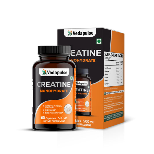 Vedapulse Creatine Monohydrate Capsules – Strength, Endurance, Performance Support 60 Caps Pack Vedapulse