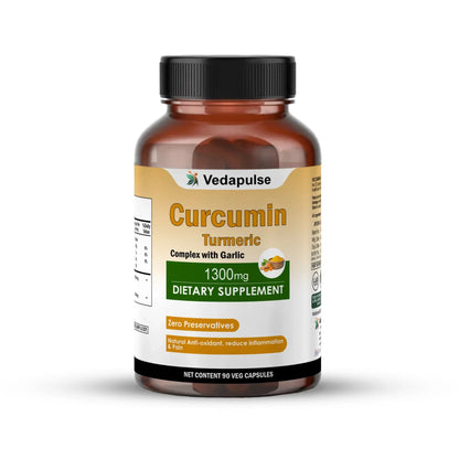 Curcumin 1300 mg Herbal Capsules by Vedapulse - Vedapulse