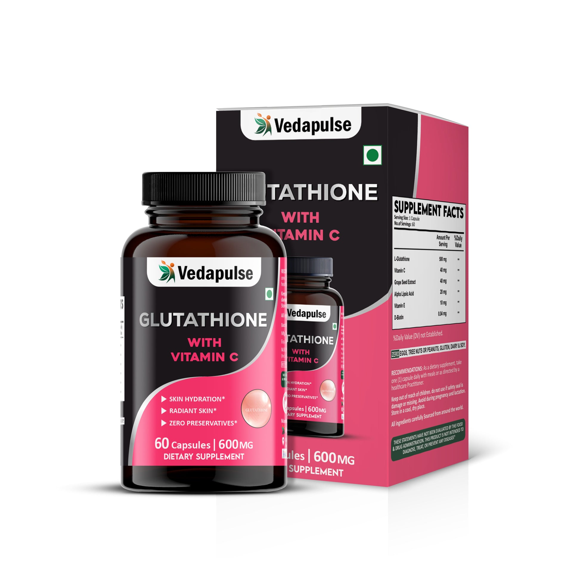 Glowing Skin Glutathione with Vitamin C Capsules | Vedapulse Vedapulse